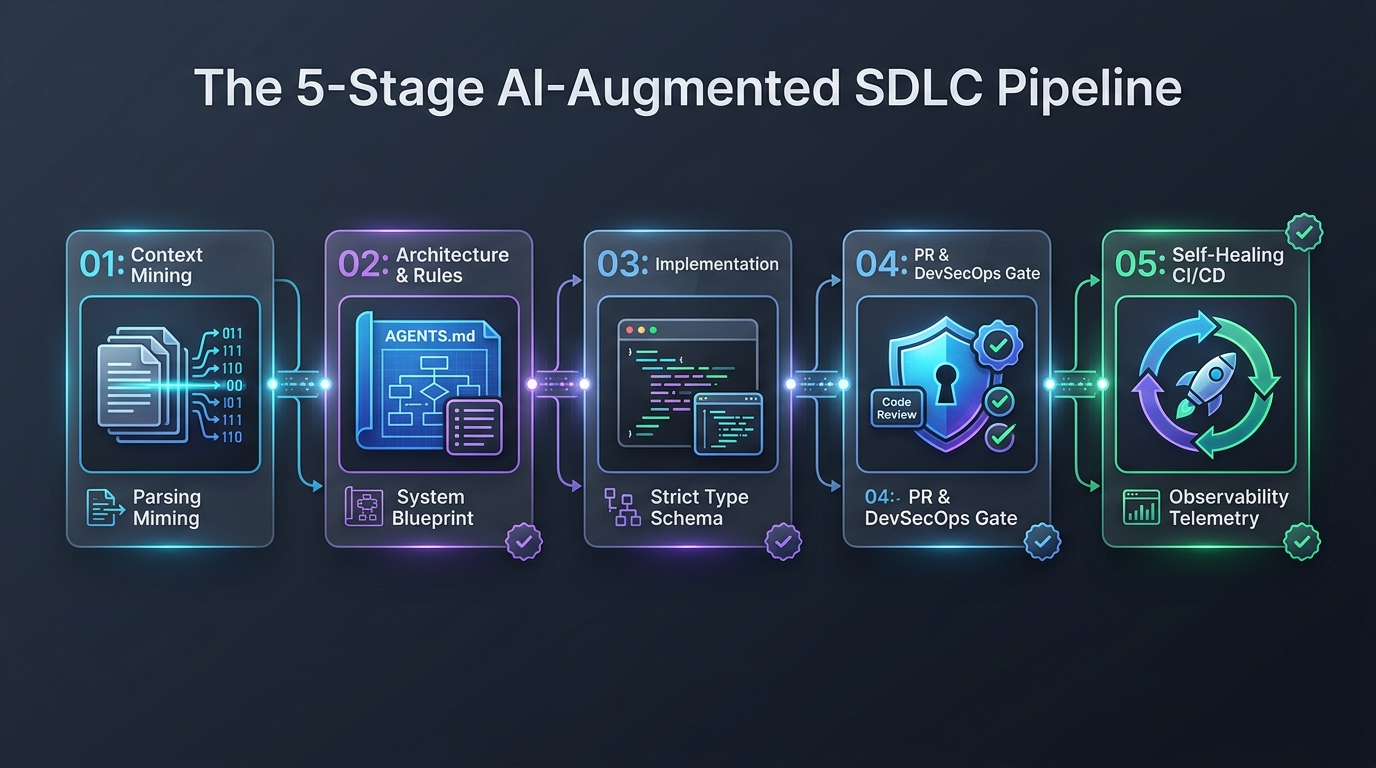 The 5-Stage AI-Augmented Software Development Lifecycle (SDLC) Pipeline