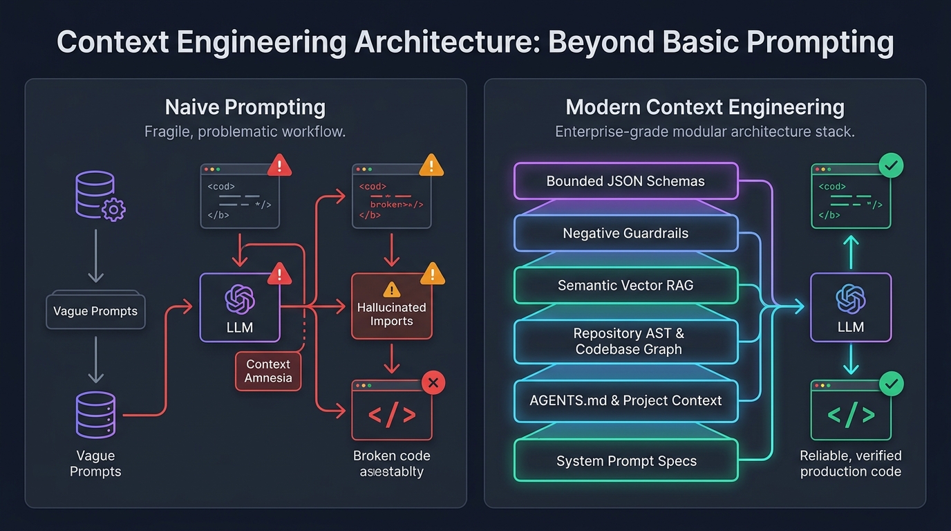 Context Engineering Architecture: Contrasting Naive Prompting with Enterprise Context Substrates